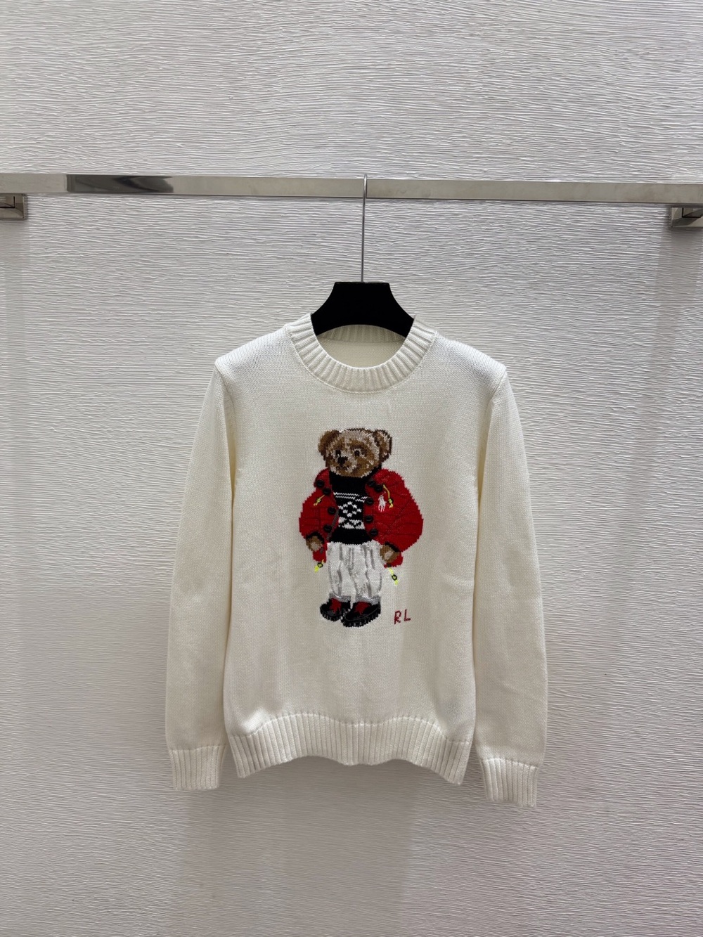 Polo by Ralph Lauren Cream Crewneck Sweater with Red Bear